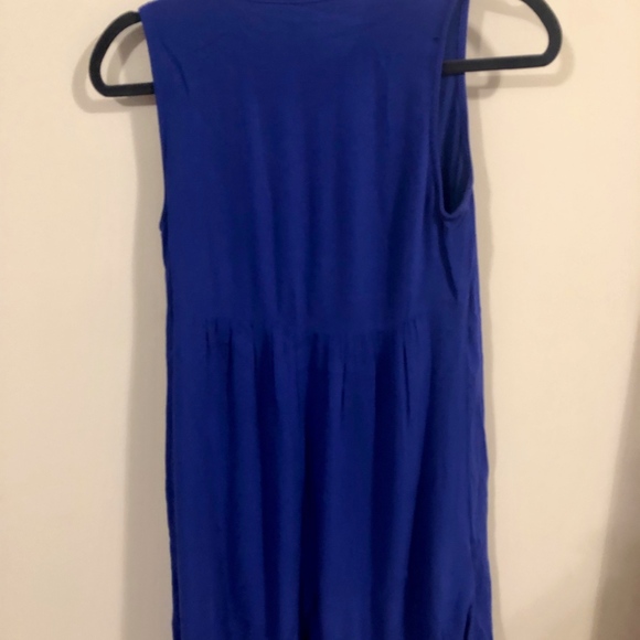 Sleeveless Pintuck Royal Blue Dress - Picture 2 of 3